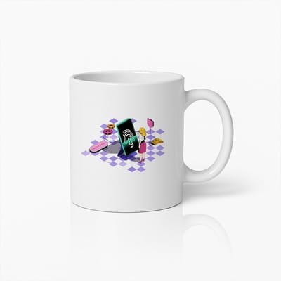 Tech Beveiliging Koffiemok – Digitale Vingerafdruk en Cybersecurity Illustratie – Ideaal Cadeau voor IT Professionals en Techliefhebbers – 330ml Keramische Mok