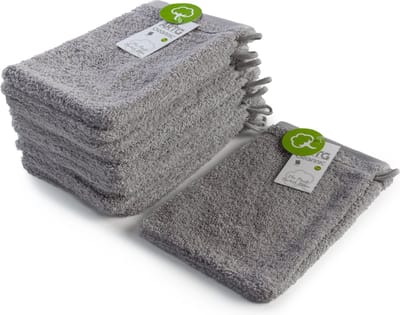 ARTG® ORGANIC - Washandjes - Biologische Katoen - 600 grams kwaliteit - 16 x 21 cm - Grijs - Grey - SET van 10 stuks