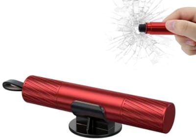 merkloos Noodhamer voor Auto's - 2-in-1 Glasbreker en Gordelsnijder - Compact Reddingsgereedschap