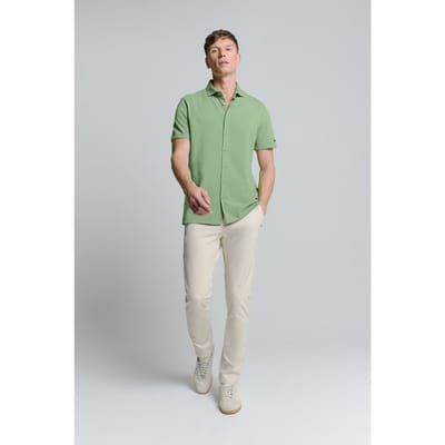 No Excess Shirt Short Sleeve Slub Jersey Stretch Green Maat: S | Casual Overhemden Outlet | Heren | Groen