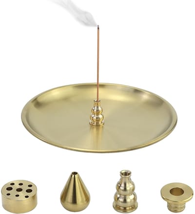 Dailygoods- Wierookstokjeshouder 4-in-1 - Messing/Roestvrij Staal - 9 Gaten - Wierookbrander - Meditatie - Duurzaam Ontwerp - Wierookhouder