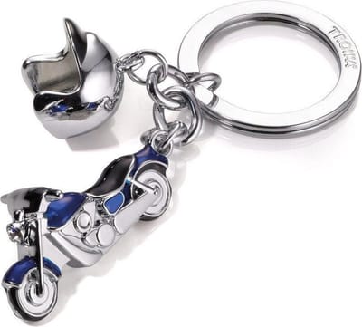 Troika Sleutelhanger met 2 bedels, motorfiets en helm, gemaakt met SWAROVSKI® elementen