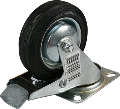 Benson Zwenkwieltje - met rem - rubber - zwart - draagkracht 70 kg - transportwieltjes