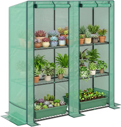 Outsunny - Foliekas - Kunststof - 144L x 48B x 152H cm - Groen