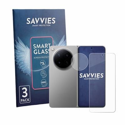 3 Stuks Savvies Screenprotector - geschikt voor Oppo Find N6 (Voor+Camera) - beschermfolie glas transparant