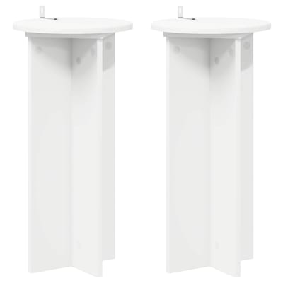vidaXL - Plantenstand - 2 - st - Wit - Ø29,5 - x - 60 - cm - Bewerkt - hout