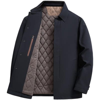 Middelbare en oudere vaders dragen katoen gevoerde kleding, heren katoen gevoerde kleding, jassen, herfst- en winter los gevoerd 185 gray