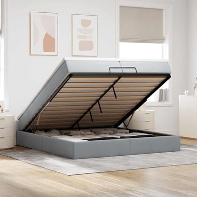 vidaXL - Ottoman - bed - met - matrassen - 200x200cm - stof - lichtgrijs