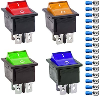 Tuimelschakelaars 4 stuks DPST 4-pins schakelaars met 16 kabelaansluitingen