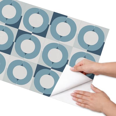 Coloray Meubel Wrap Folie - Blauw Meubelfolie - 50x100 cm - Meubelfolie Zelfklevend Blauwe wielen - Wrapfolie Keuken - Geometrische Meubelfolie - Decoratiefolie - Tafeldecoratie - Geometrische