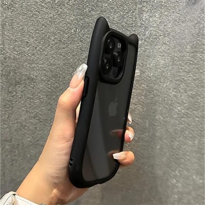 Cartoon 3D Leuke Kattenoren Silicone Schokbestendig Telefoonhoesje Voor iPhone 11 12 13 14 15 16 Pro Max X XR XS Transparante Acryl Hoes For iPhone 13 pro