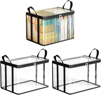 Boekenopbergdozen - Verhuisdozen Boeken - Spullen Opbergen - Stofdichte Ritssluiting - 38x32x2 cm - Zwart