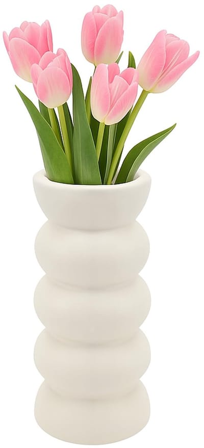 Vaas, witte bloemenvaas, 20 x 8 x 8 cm, bloemenvaas, boho, witte esthetische vazen voor pampasgras, decoratie, droge frisse bloemen, bloemenvazen, modern, voor thuis, woonkamer