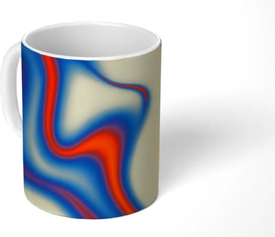 Mok - Koffiemok - Golven - Kleurrijk - Abstract - Mokken - 350 ML - Beker - Koffiemokken - Theemok