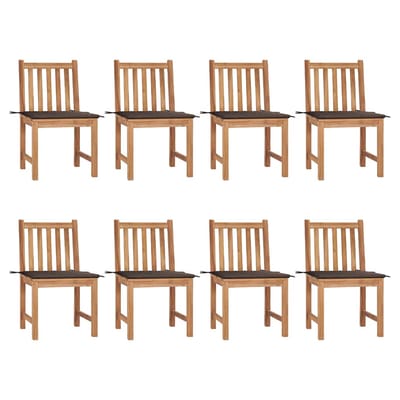 vidaXL - Tuinstoelen - 8 - st - met - kussens - massief - teakhout