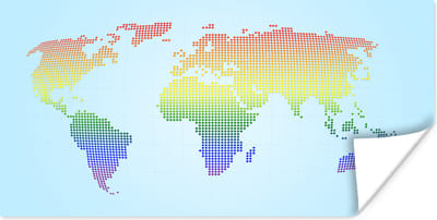 Muurdecoratie - Moderne wereldkaart LGBTQ - 80x40 cm - Poster