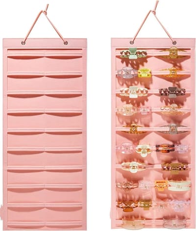 Opbergtas - 1 stuk - Roze - Hangende haarclip-organizer - voor vrouwen en meisjes - Haarclip-organizer voor aan de muur, deur en kast - Accessoires niet inbegrepen