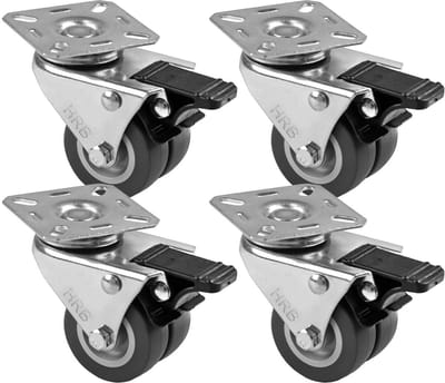 Set van 4 Zwenkwielen voor Meubels 50 mm, Heavy Duty met Rem