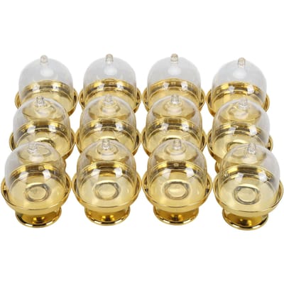12 pièces Mini Assiette à Gâteau avec Couvercle Mini Présentoir à Gâteau en Plastique avec Couvercle Dôme Présentoir à Gâteau Clair Petit or
