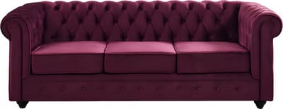 Vente-unique Driezitsbank CHESTERFIELD - velours - paars