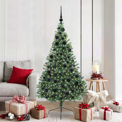 vidaXL - Kunststof - Voorverlichte - Kerstboom - met - 300 - LED - Groen - 180 - cm - PVC