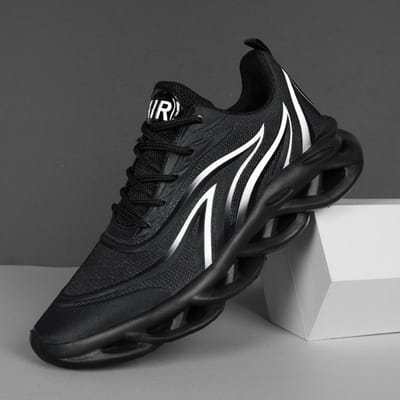 Heren Sneakers met Vlamprint Vliegend Weefsel Sportschoenen Mesh Comfortabel Outdoor Heren Atletische Schoenen Hardloopschoenen 46
