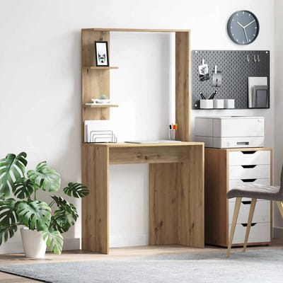 vidaXL - Bureau - Artisan - Eiken - Bewerkt - hout - 78,5 - x - 37 - x - 154,5 - cm