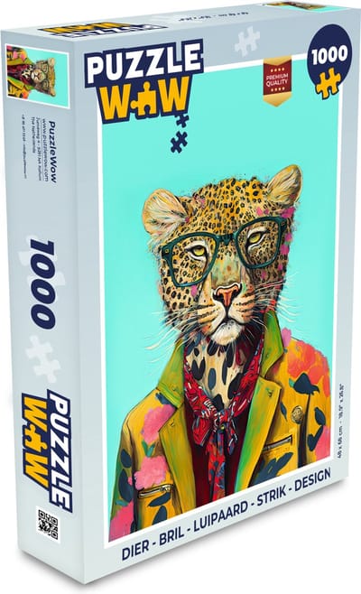 Puzzel Dier - Bril - Luipaard - Strik - Design - Legpuzzel - Puzzel 1000 stukjes volwassenen