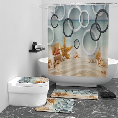 Floraweg Douchegordijn,Shower Curtain,badgordijn,badkamergordijn,Verschillende geometrische figuren,-topkwaliteit - digitale printen -Anti Schimmel - Inclusief 12 ringen -met 12 stuks douchegordijnhaken – Waterdicht -Wasbaar- Polyester - 180x200 cm
