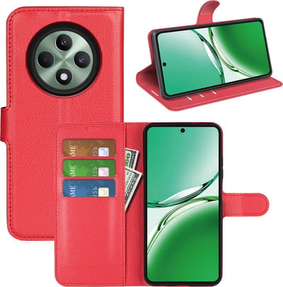 MobyDefend Hoesje - Geschikt voor Oppo Reno12 F - Kunstleren Wallet Book Case (Sluiting Voorkant) - Rood