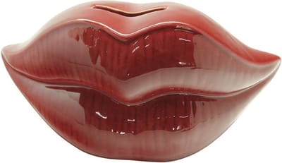 Gilde Handwerk - Spaarpot - The Kiss - Kus - Rode Lippen - Keramiek - 11x20x10cm
