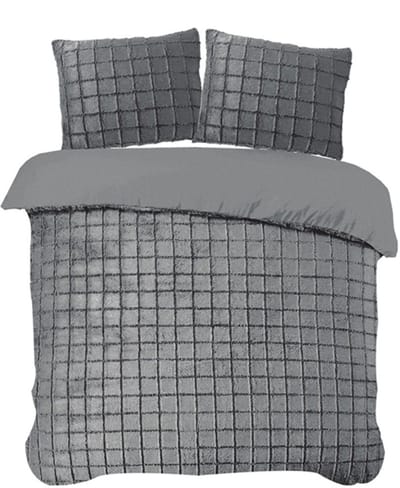 iSleep Dekbedovertrek Rabbit Check - Eenpersoons - 140x200/220 cm - Antraciet