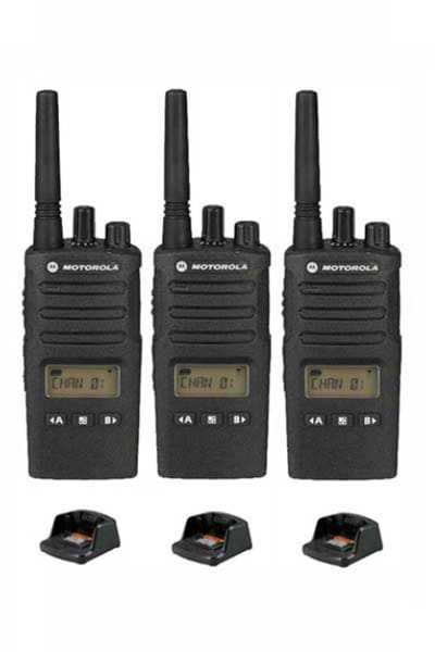 Set van 3 Motorola XT460 IP55 PMR446 Portofoon met tafellader