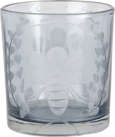 Clayre & Eef Theelichthouder Ø 7x8 cm Grijs Glas Bij