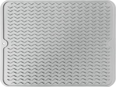 2PCS Siliconen afdruipmatten, antislip milieuvriendelijke keuken afdruipmat, gemakkelijk schoon te maken afdruipmat, afdruipmat voor aanrecht (twee maten: 30*40cm en 40*50cm) - lichtgrijs-30*40cm