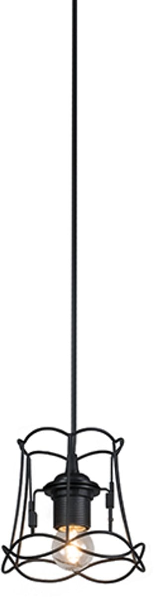 QAZQA Granny Frame - Retro Hanglamp - 1 lichts - Ø 150 mm - Zwart - Woonkamer | Slaapkamer | Keuken