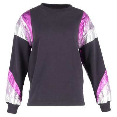 Isabel Marant Menji Metallic Stripe Sweatshirt in vervaagd zwart katoen