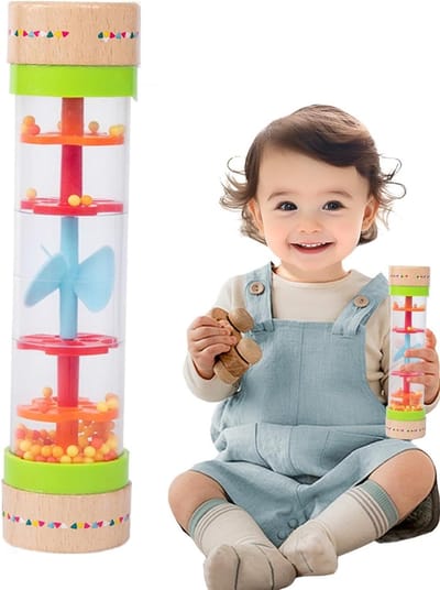 Regeninstrument - Regenbuis Geluidsmaker - Sensorisch Leren - Rustgevend Geluid - 55 cm - Houtkleurig