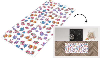 Keukenloper - Loper keuken - Patronen - Thee - Rozen - Theepot - 120x50 cm - Keukenloper vinyl