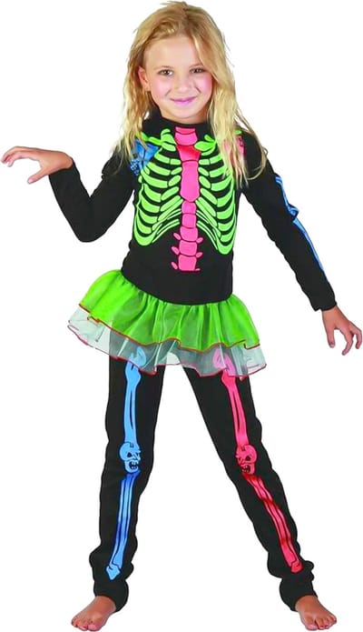 "Gekleurde skeletten outfit voor meisjes  - Kinderkostuums - 104-116"