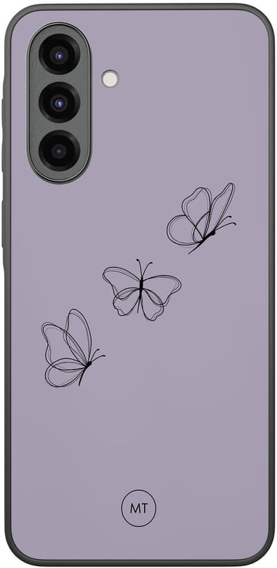 Hoesje geschikt voor Samsung Galaxy A36 - Vlindertjes - TPU Hard Case Backcover - Paars - Mooie Telefoonhoesjes