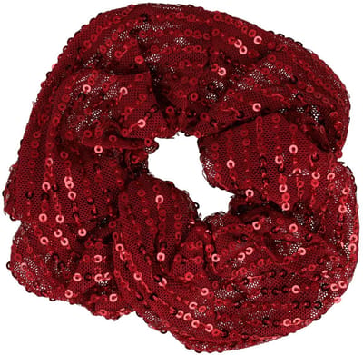 Haarsoires Haarelastiek Scrunchie – Glitter Stof – Pailletten – Rood - Haarkrinkel - Haar Elastiek met Stof - Zacht & Haarvriendelijk