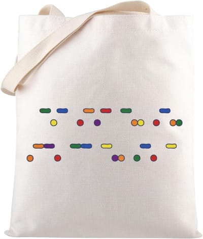 Allecto Plus - Regenboog Pride Tote Bag met Geheime Morse Code voor LGBTQ Cadeau - Uniek Ontwerp met Verborgen Boodschap - Cadeau Idee