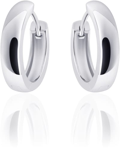 Jewels Inc. - Oorbellen - Oorringen - Half bol glad met schanier  - 4mm Breed - 18mmØ - Gerhodineerd Zilver 925