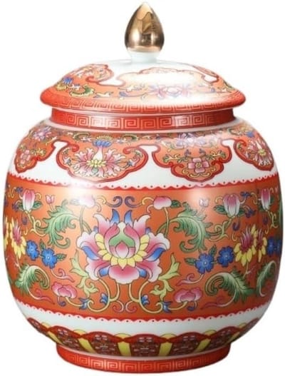 Keramische losse thee-opslagpot Emaille kleur Keramiek Chinese retro-stijl verzegelde pot Keukenvoedselopslagpot Koffiedikopslag (Color : B)
