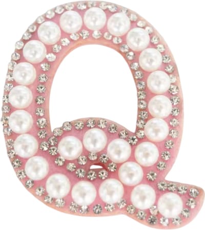 Strass Applicatie Alfabet Letter - 4,5 CM hoog - A t/m Z - Letter Q - Roze met witte parels en stenen - Niet strijkbaar