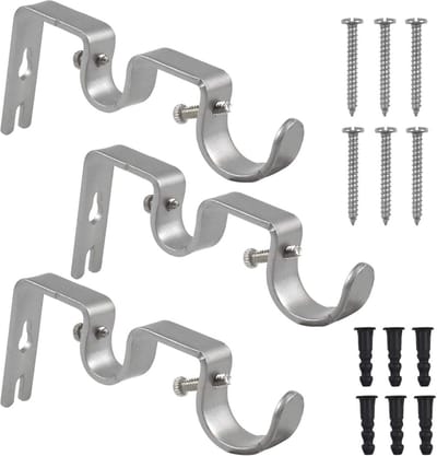Set van 3 Verstelbare Metalen Dubbele Gordijnroedehouders met Montage Accessoires
