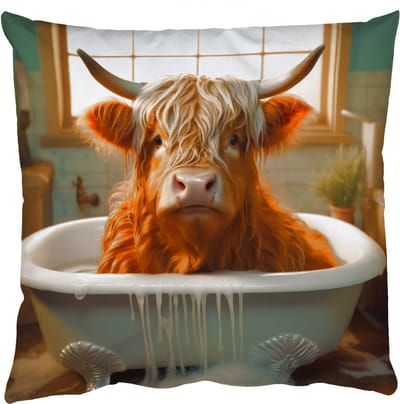 Sierkussens - Kussentjes Woonkamer - 50x50 cm - Schotse hooglander - Bad - Badkamer