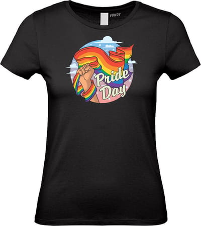 Dames T-shirt Pride Day | Gay pride shirt kleding | Regenboog kleuren | LGBTQ | Zwart dames | maat XS