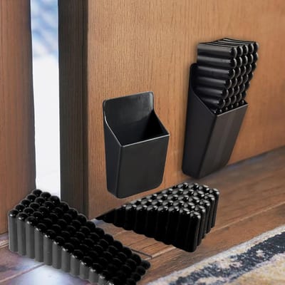 4 stuks rubberen deurstopper wiggen - zwart, anti-slip voor alle vloeren binnen